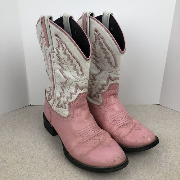 Old West Other - Girls Pink White Old West Cowgirl Pull On Boots Size 9.5–10 US Toddler